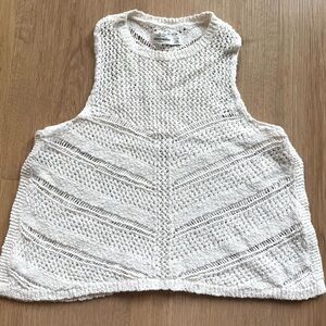 Abercrombie & Fitch White Crochet Cropped Tank Top